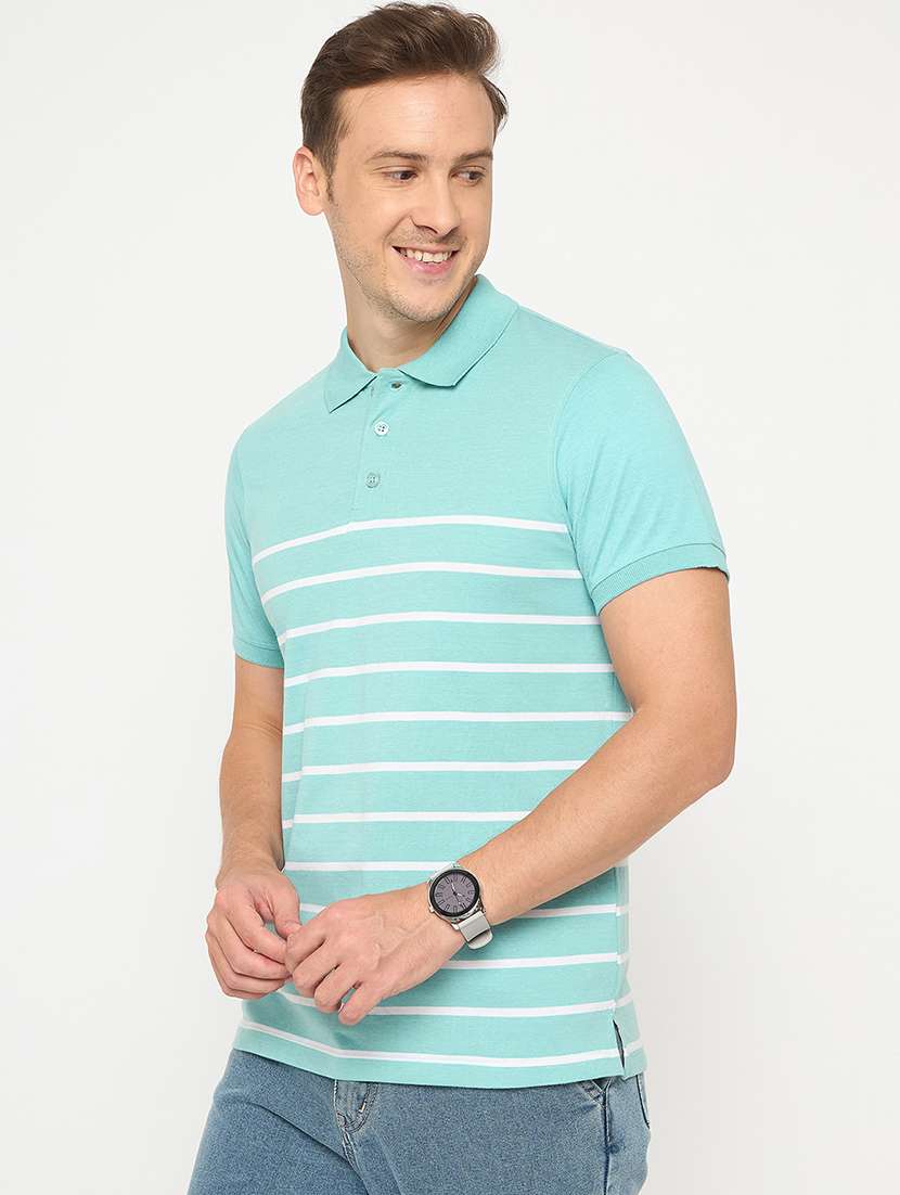 men striped short sleeve polo t-shirt - 21986290 - Standard Image - 1