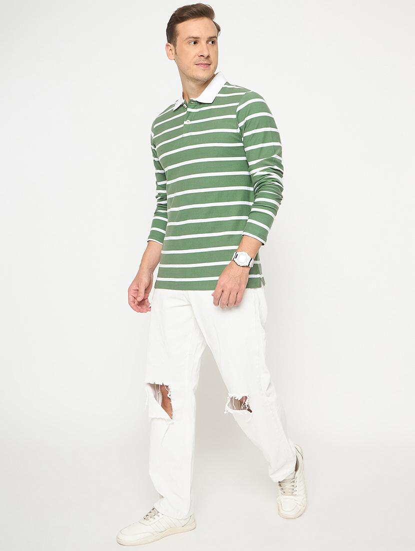 men striped long sleeve polo t-shirt - 21986292 - Standard Image - 4