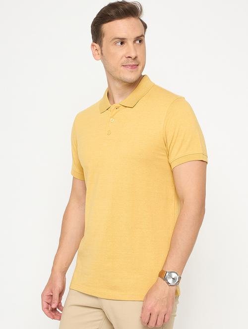 men yellow solid short sleeve polo t-shirt - 21986294 -  Standard Image - 0