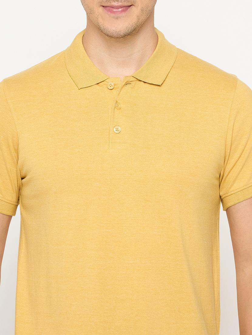 men yellow solid short sleeve polo t-shirt - 21986294 - Standard Image - 4