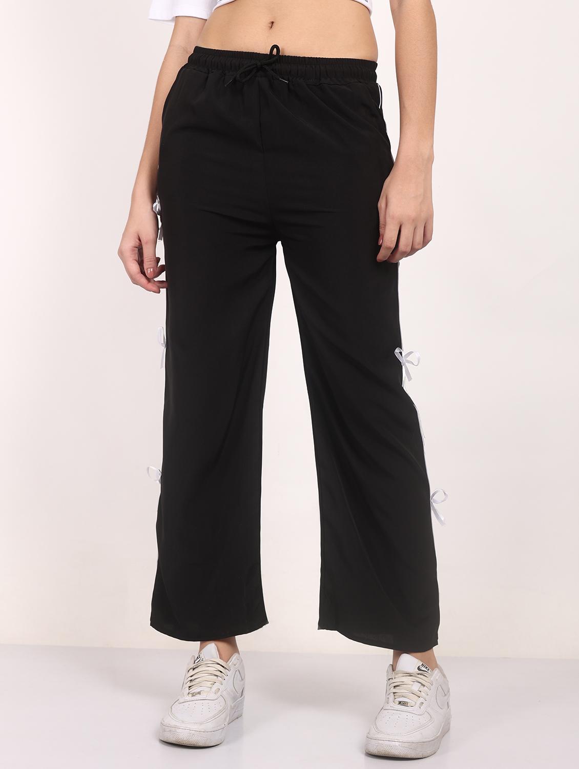 women black solid mid rise bootcut trouser - 21986300 - Standard Image - 1