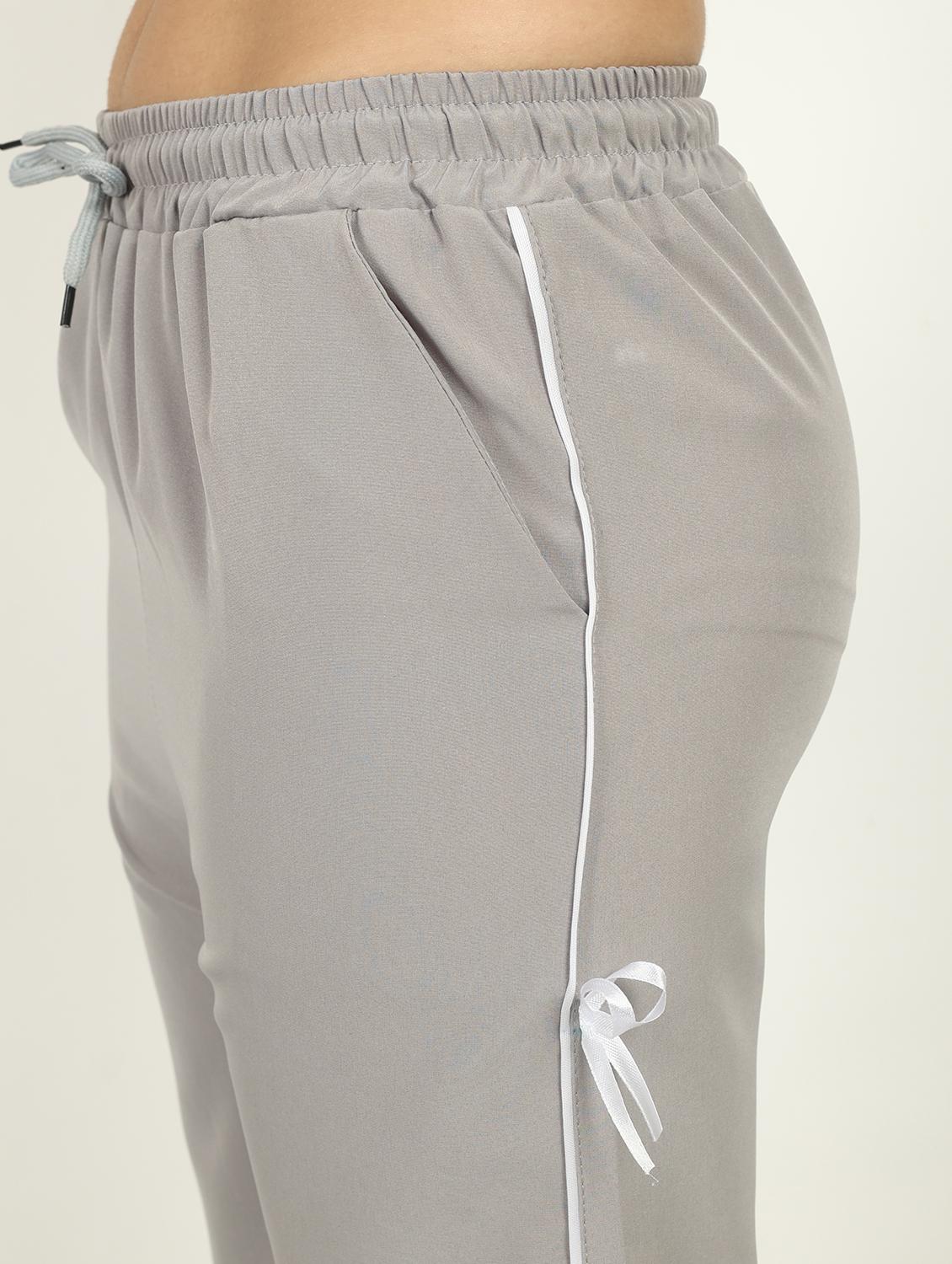 women grey solid mid rise straight trouser - 21986301 - Standard Image - 4