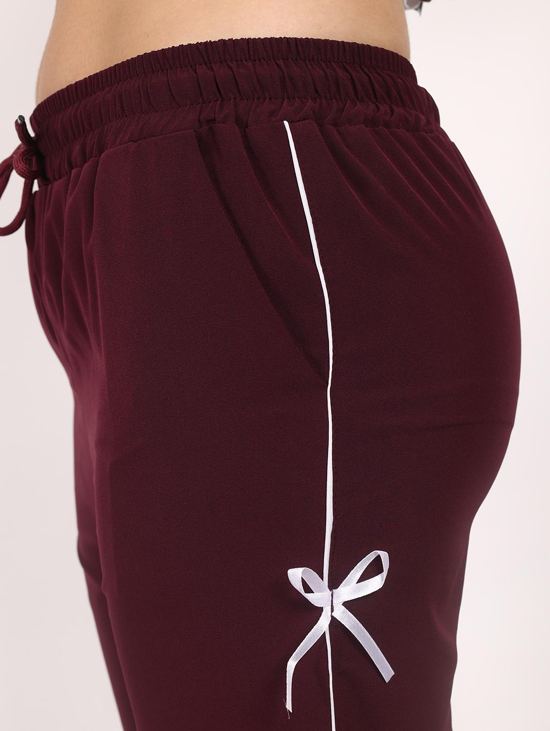 burgundy relaxed fit polyester parachute pant trousers - 21986304 - Standard Image - 4
