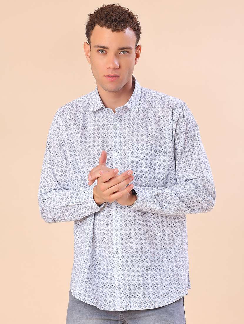 men printed long sleeve regular fit casual shirt - 21986355 - Standard Image - 1
