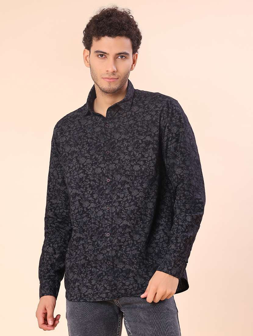 men printed long sleeve regular fit casual shirt - 21986357 - Standard Image - 1