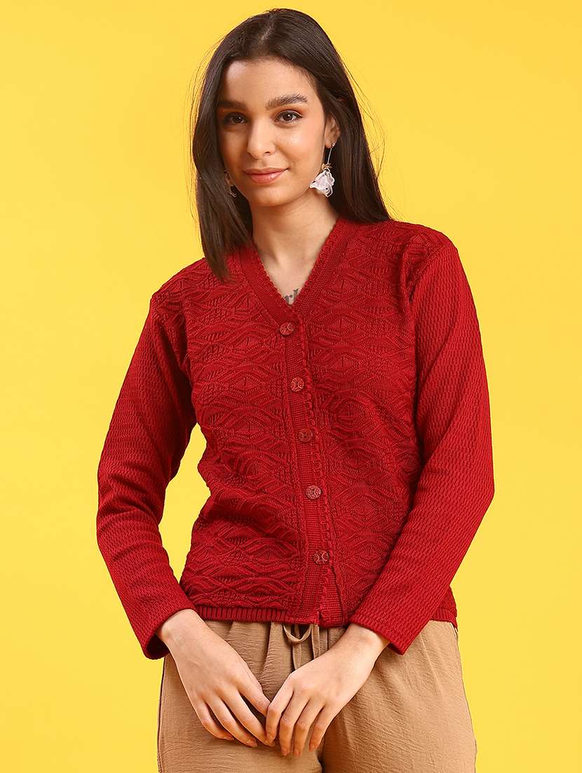 women self design long sleeve cardigan - 21986360 -  Standard Image - 1