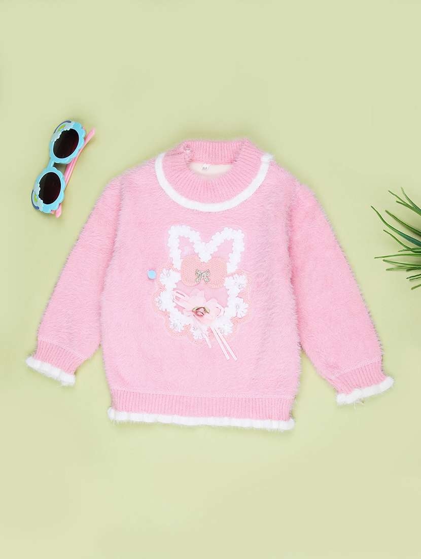 girls self designed long sleeve sweater