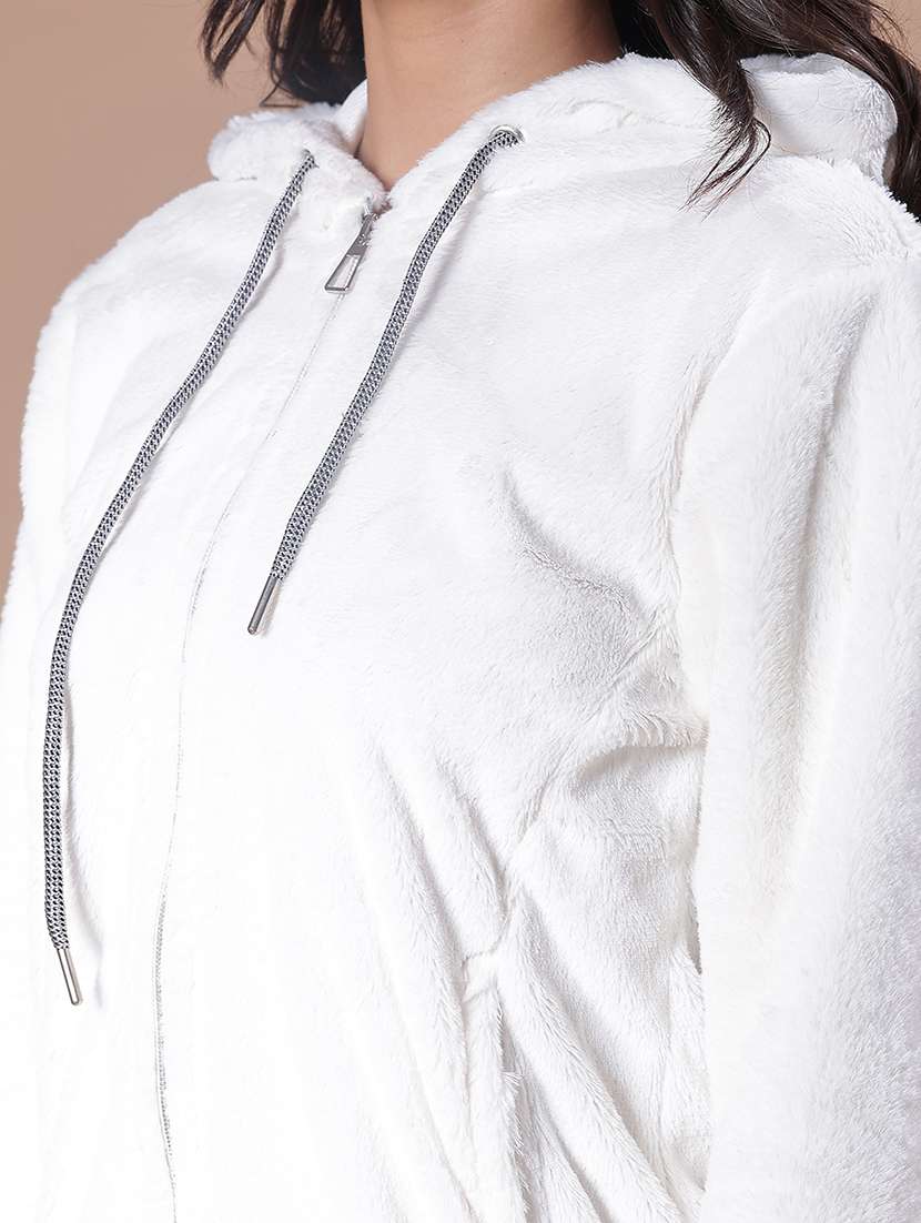 women solid long sleeve hooded sweatshirt - 21986397 - Standard Image - 4