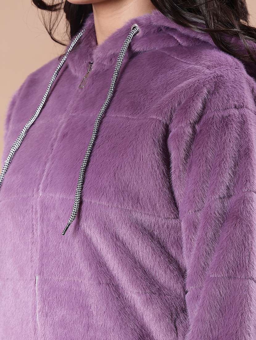 women solid long sleeve hooded sweatshirt - 21986407 -  Standard Image - 4