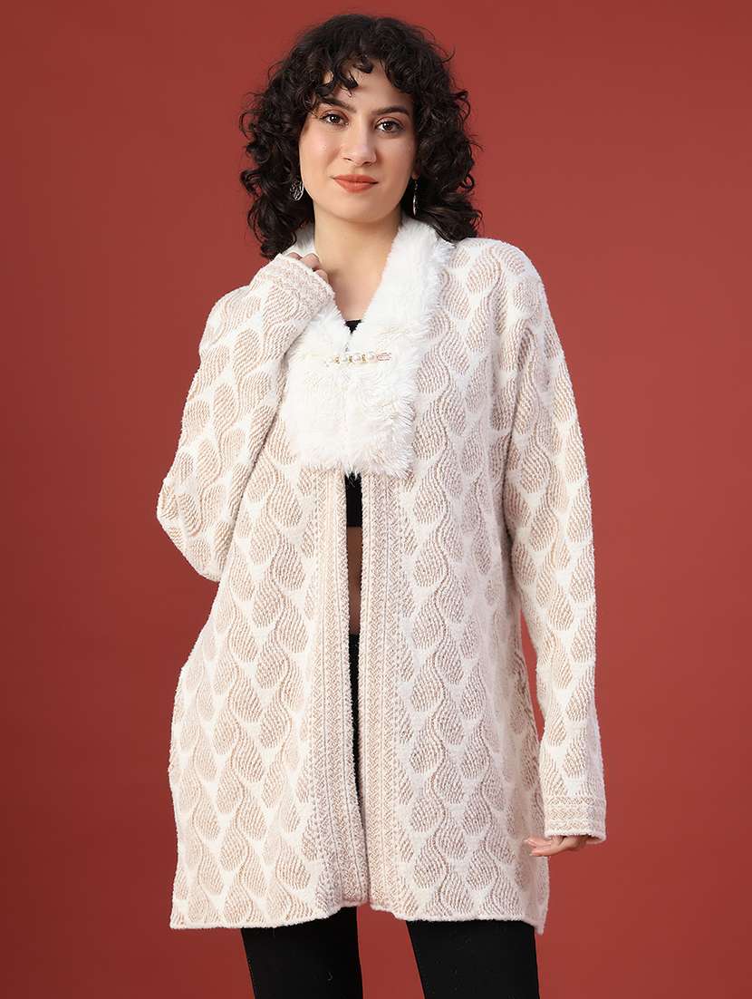 women self design long sleeve cardigan - 21986415 -  Standard Image - 1
