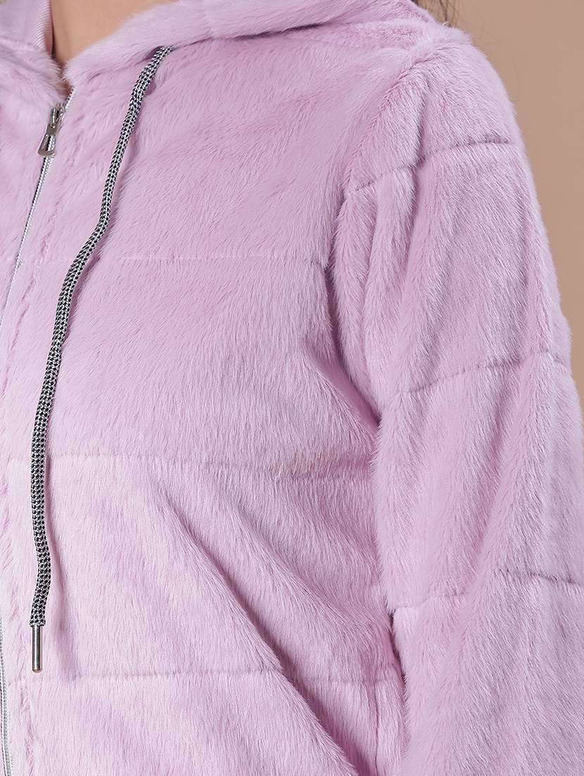 women solid long sleeve hooded sweatshirt - 21986422 -  Standard Image - 4