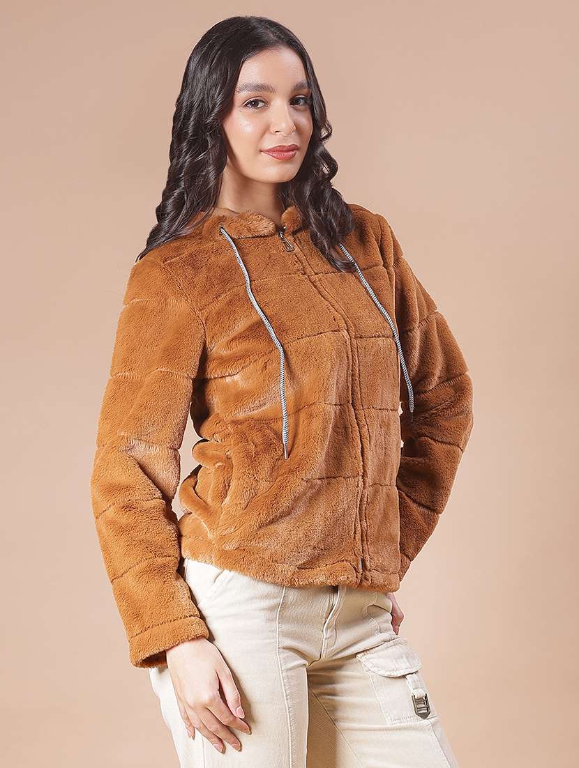 women solid long sleeve hooded sweatshirt - 21986438 -  Standard Image - 1