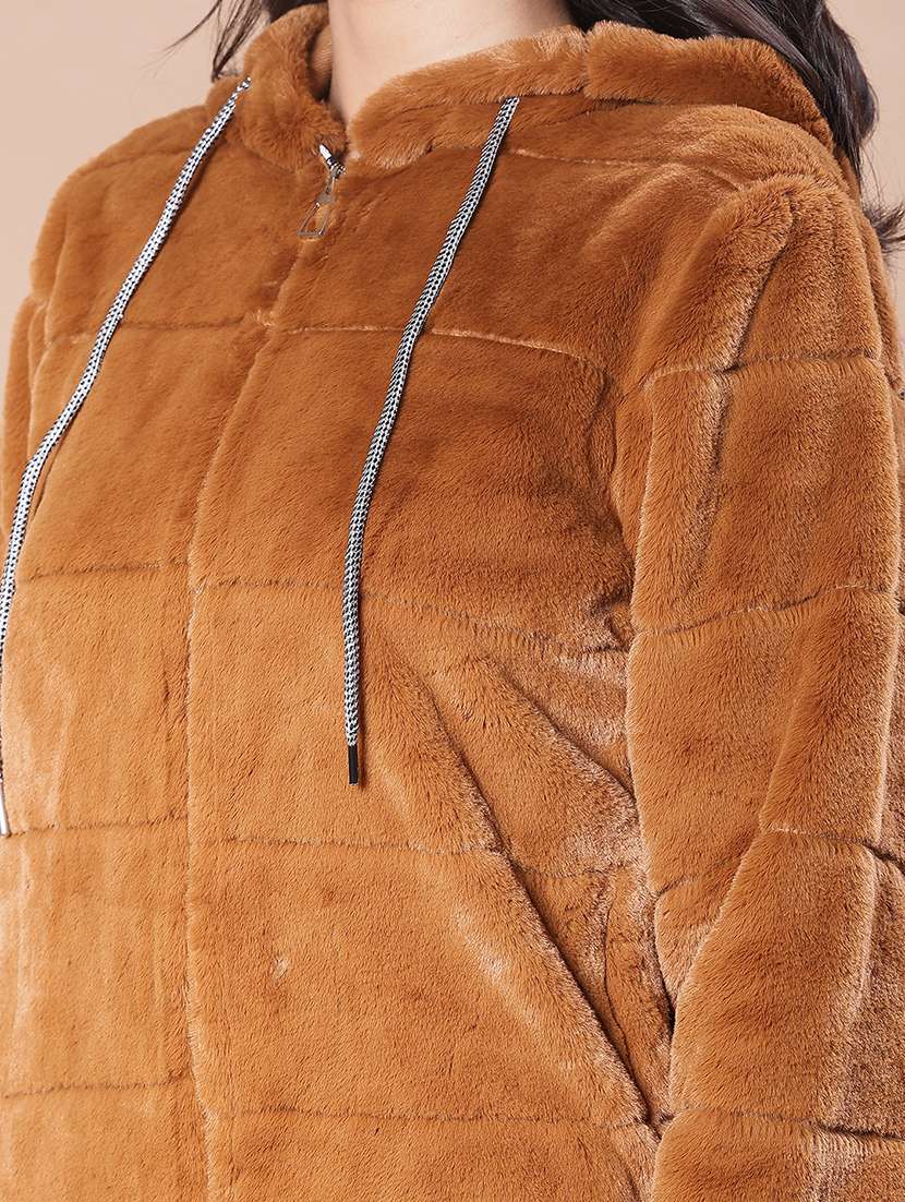 women solid long sleeve hooded sweatshirt - 21986438 -  Standard Image - 4