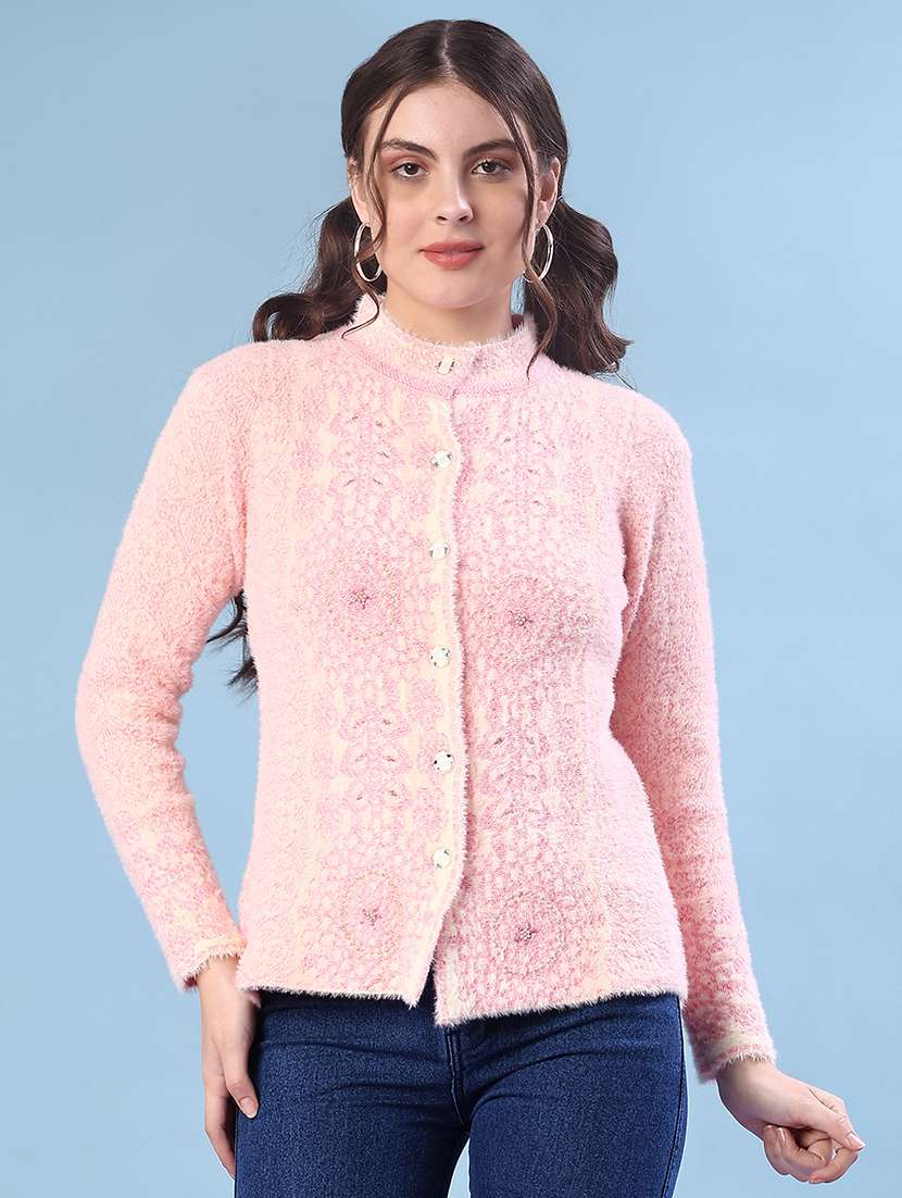 women self design long sleeve cardigan - 21986441 -  Standard Image - 1