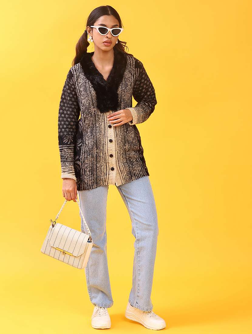 women self design long sleeve cardigan - 21986443 -  Standard Image - 4