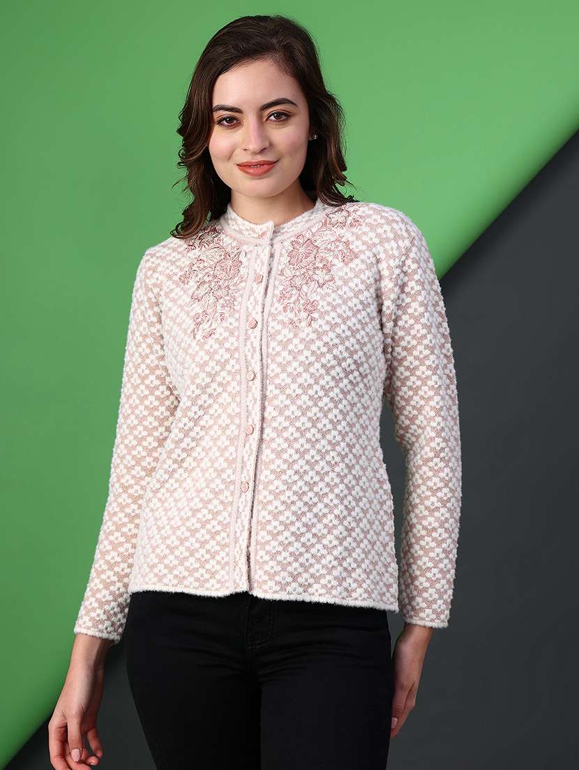 women self designed long sleeve cardigan - 21986445 -  Standard Image - 1