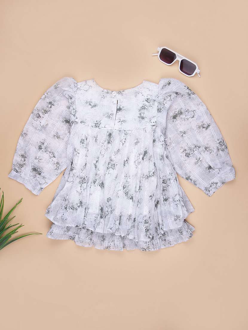 girls printed puff sleeve a-line top - 21986448 -  Standard Image - 1