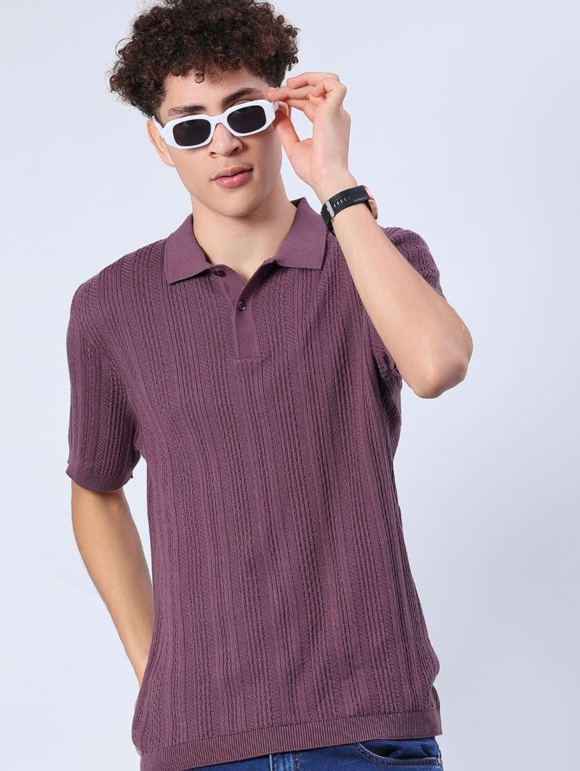 men self design short sleeve regular fit polo t-shirt