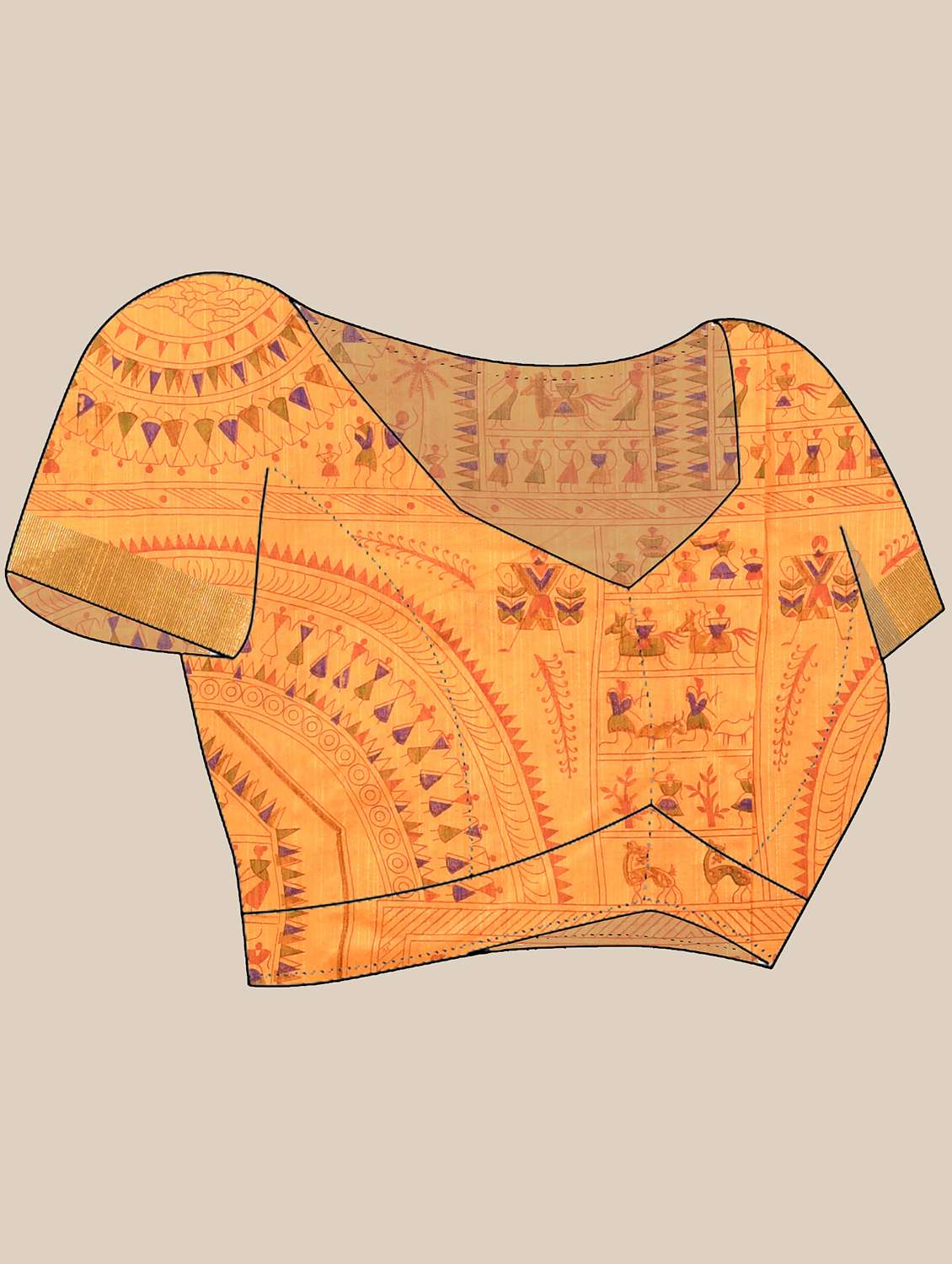 women warli printed bordered saree with blouse - 21986596 -  Standard Image - 4