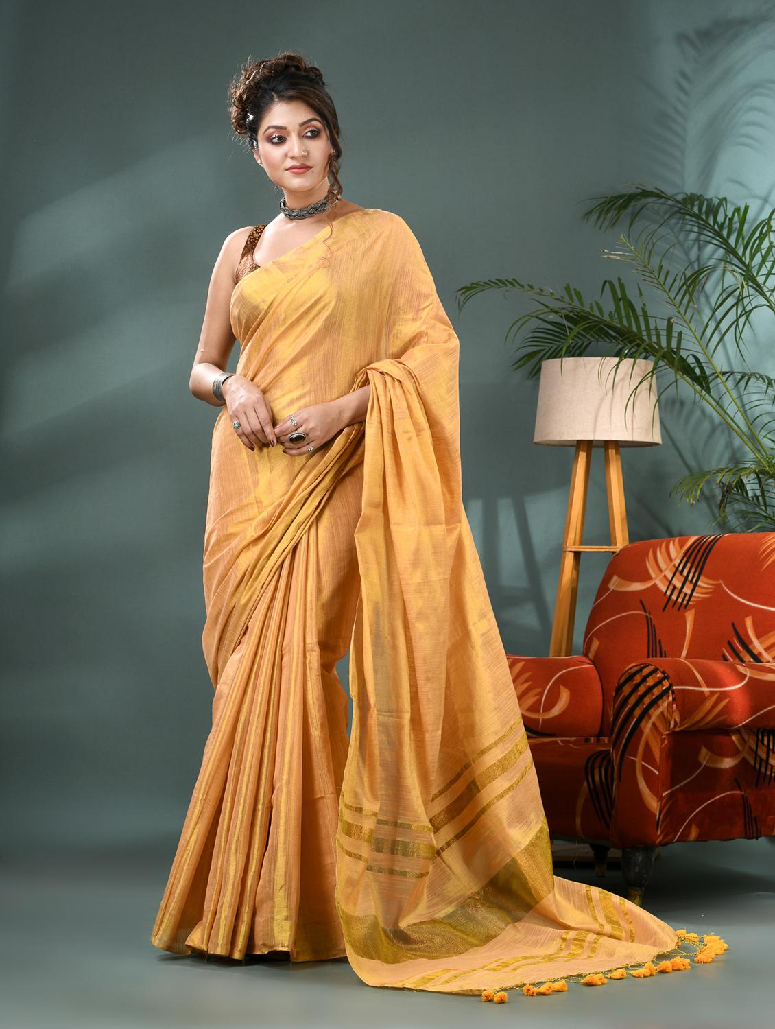 women solid plain saree with blouse - 21986597 -  Standard Image - 1