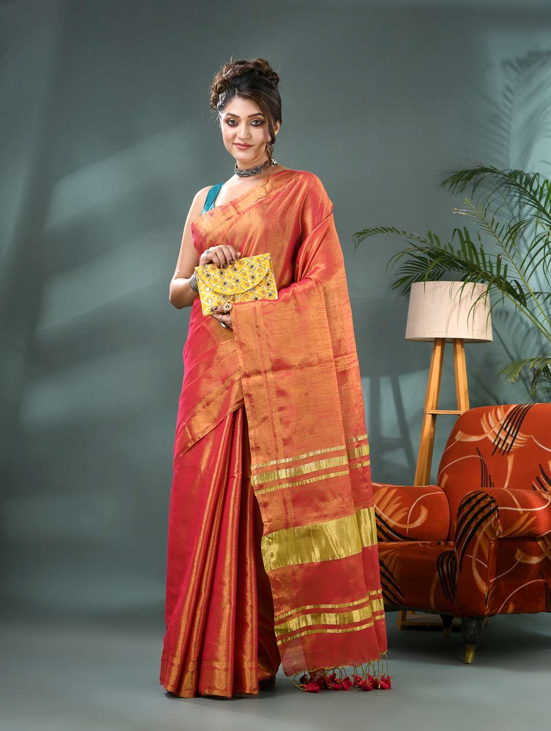 women solid plain saree with blouse