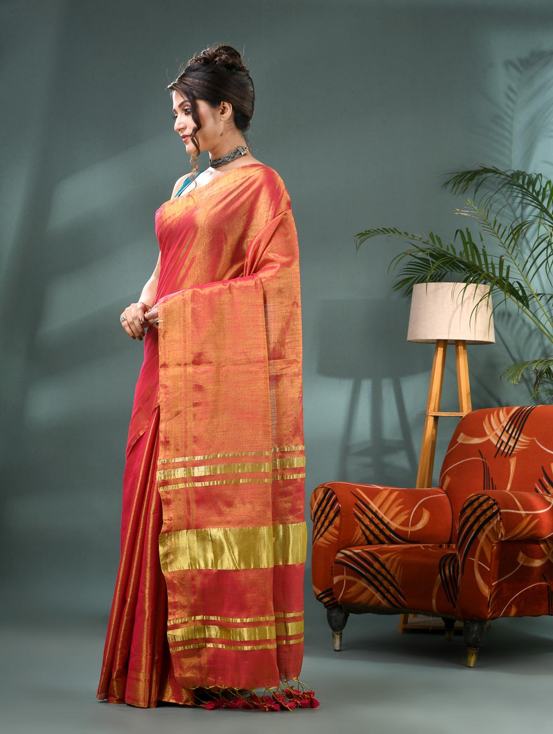 women solid plain saree with blouse - 21986600 - Standard Image - 4
