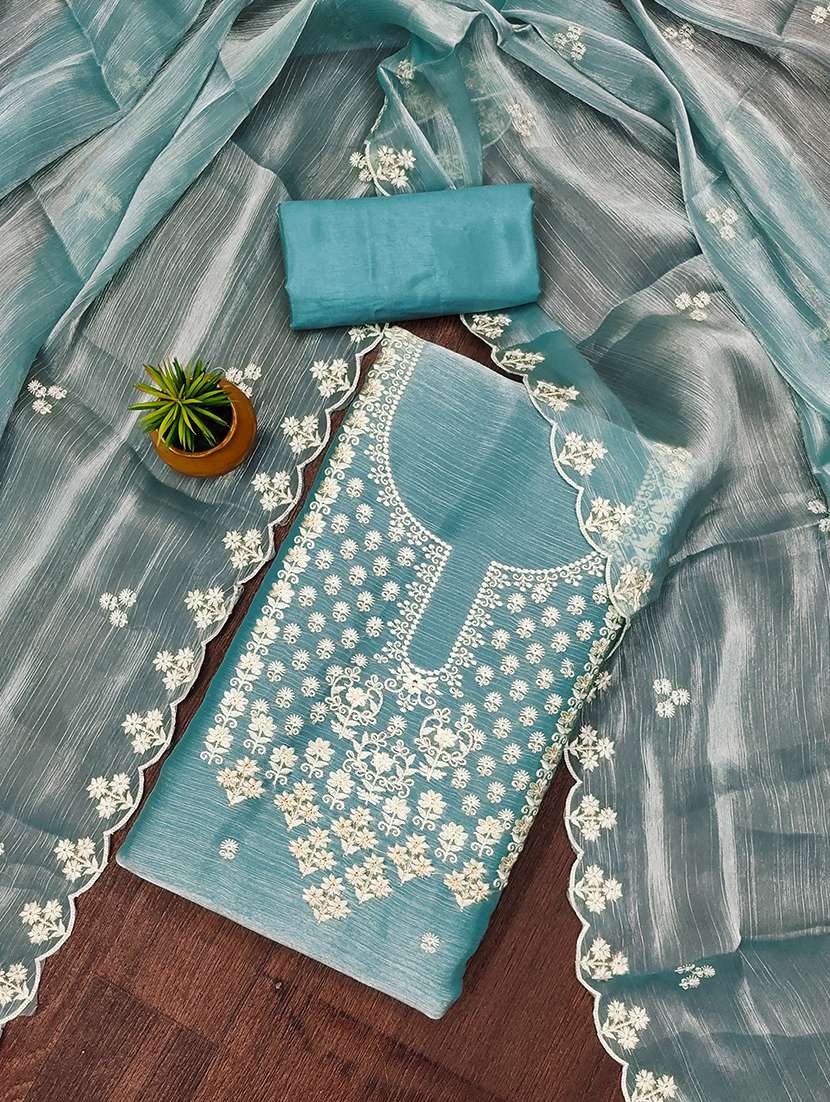 women solid with work embroidered unstitched suit set - 21986641 -  Standard Image - 1