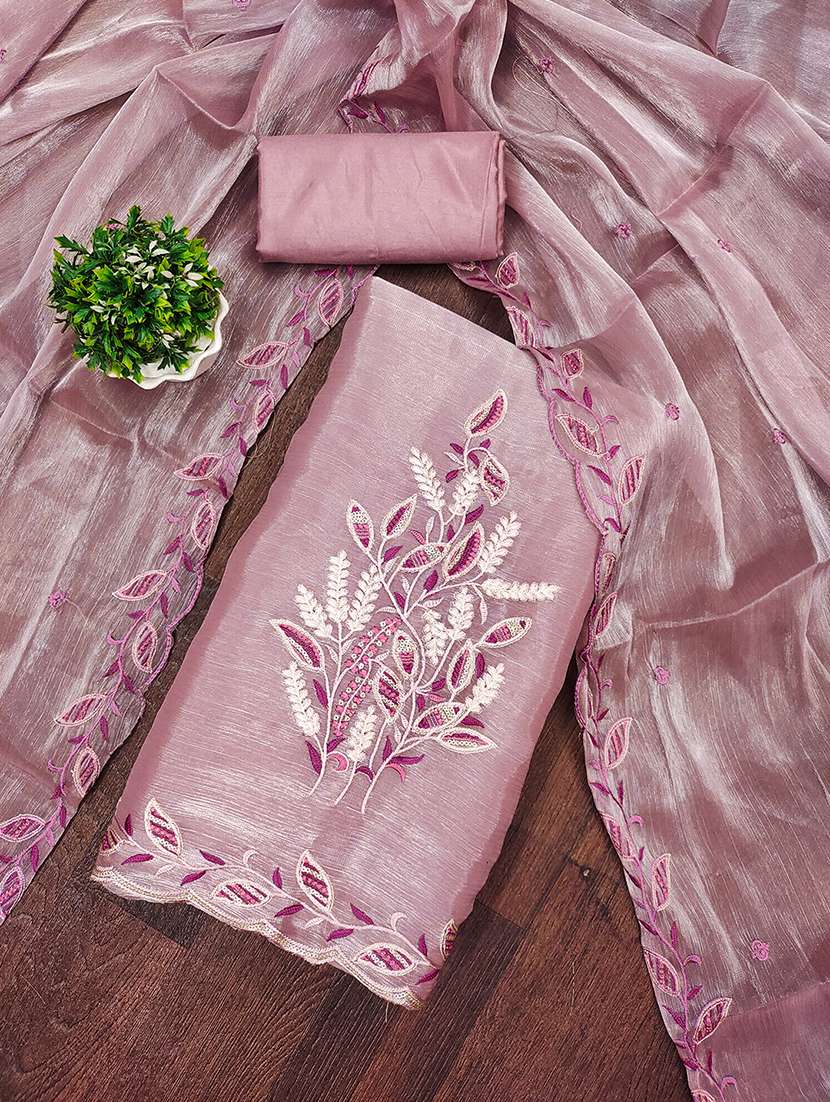 women solid with work embroidered unstitched suit set - 21986642 -  Standard Image - 1