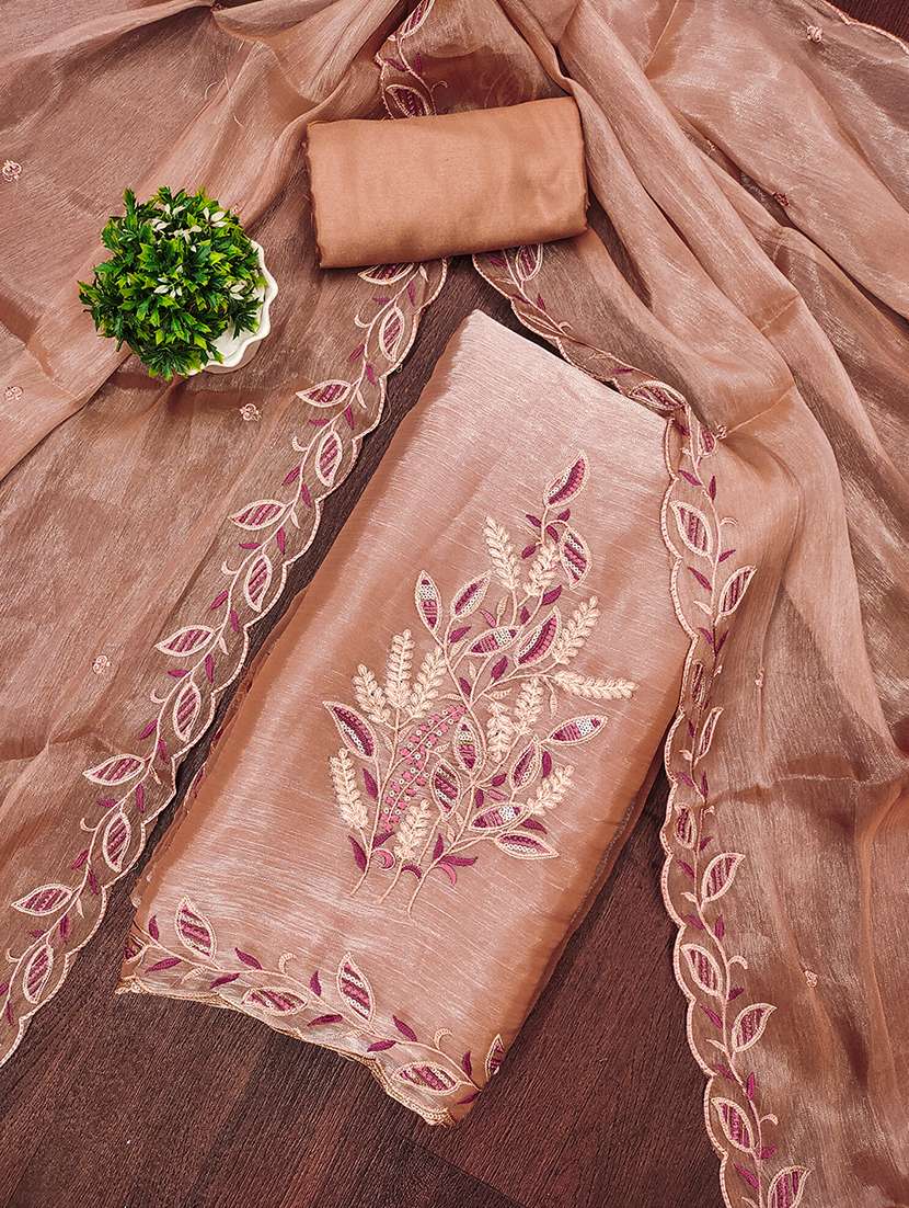 women solid with work embroidered unstitched suit set - 21986645 -  Standard Image - 1