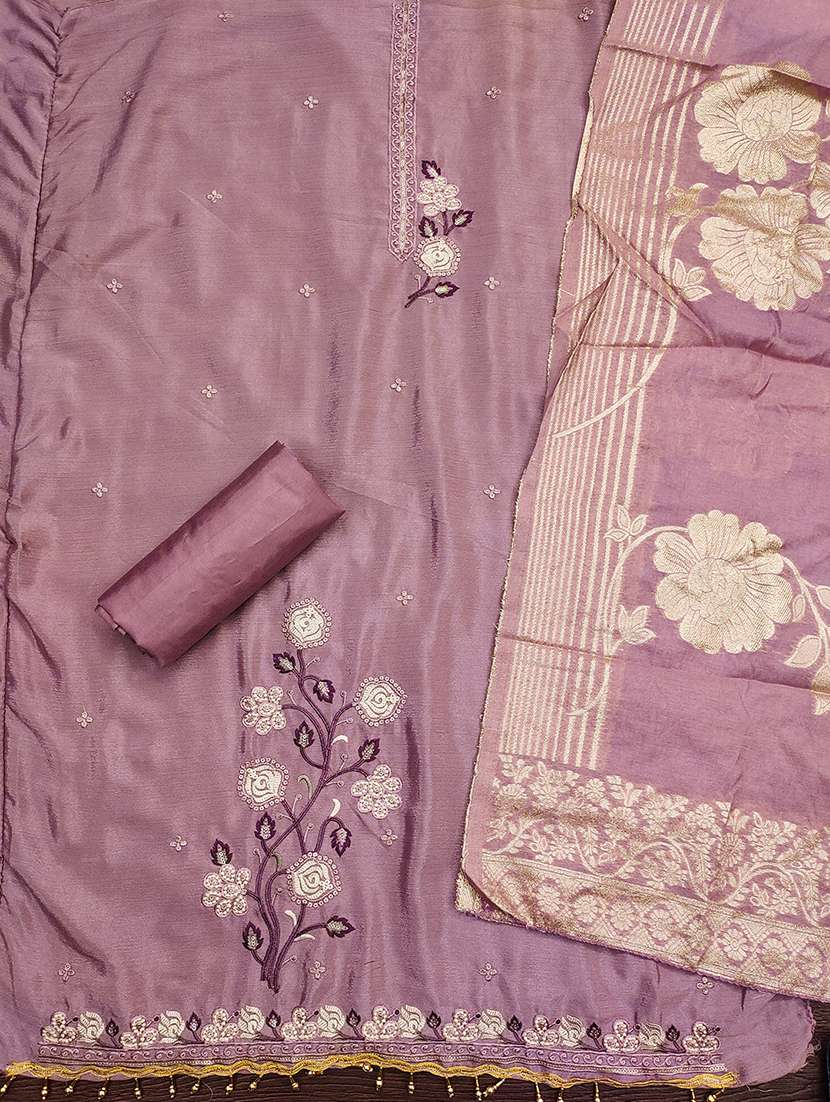 women solid with work embroidered unstitched suit set - 21986648 -  Standard Image - 1