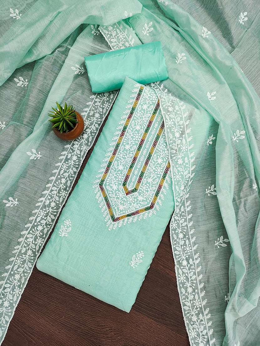 women solid with work embroidered unstitched suit set - 21986656 -  Standard Image - 1