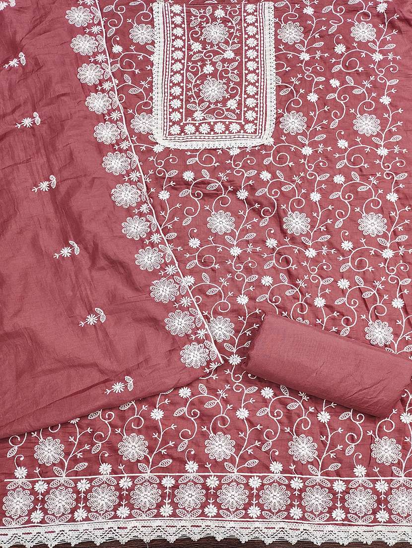 women solid with work embroidered unstitched suit set - 21986664 -  Standard Image - 1