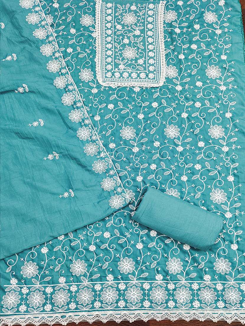 women solid with work embroidered unstitched suit set - 21986665 -  Standard Image - 1