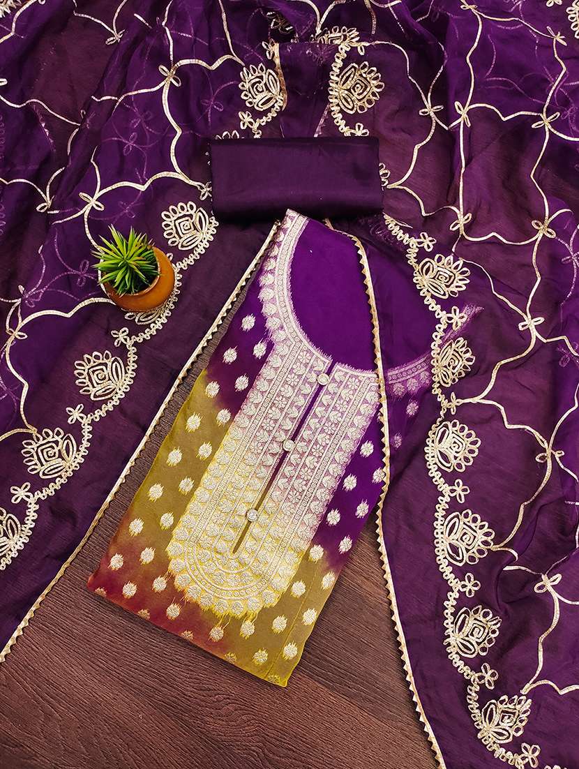 women self design zari work unstitched suit set - 21986669 -  Standard Image - 1