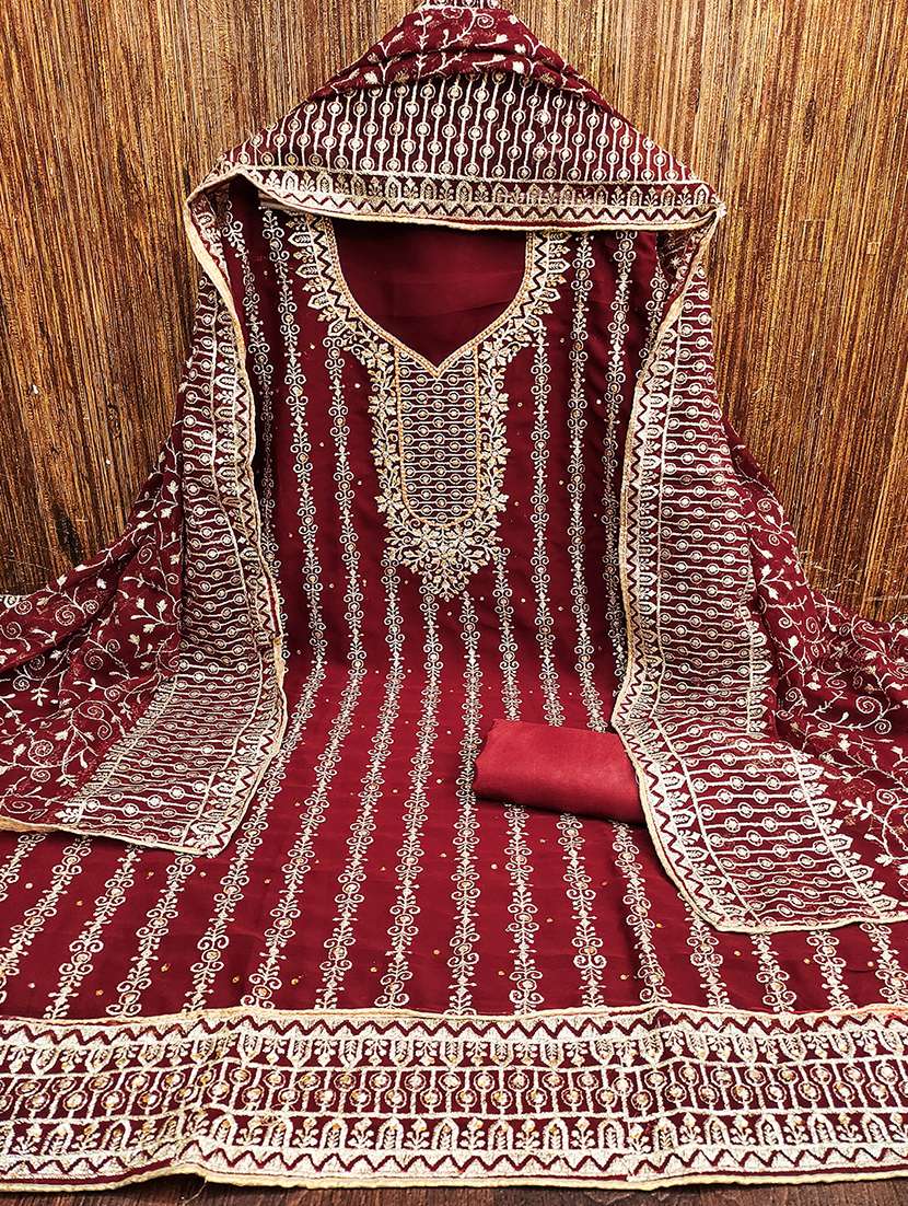 women solid with work embroidered unstitched suit set - 21986681 -  Standard Image - 1