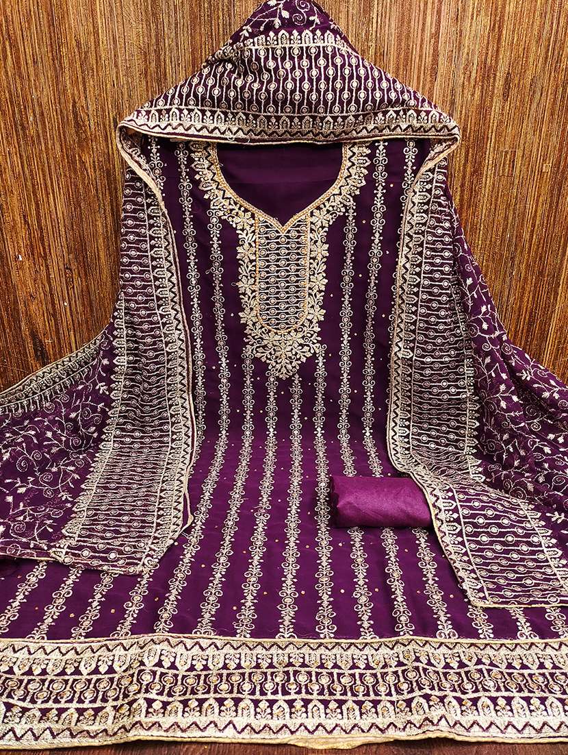 women solid with work embroidered unstitched suit set - 21986682 -  Standard Image - 1