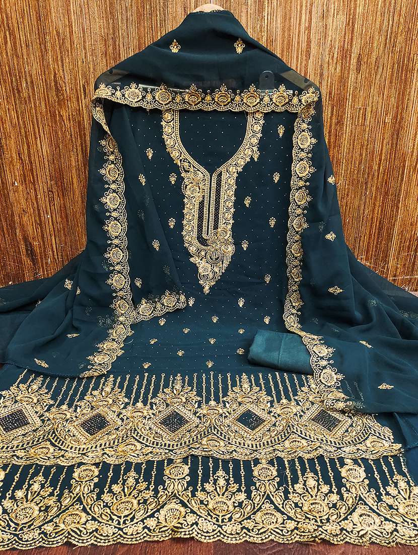 women solid with work embroidered unstitched suit set - 21986683 -  Standard Image - 1