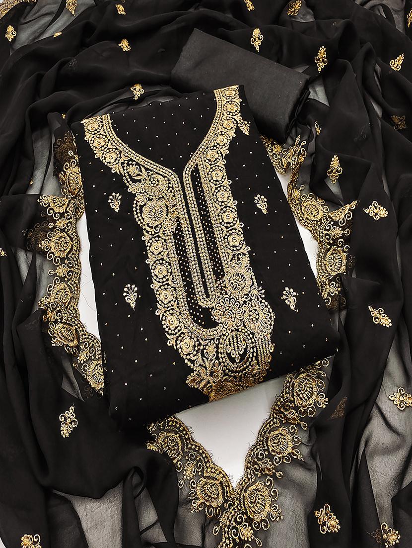 women solid with work embroidered unstitched suit set - 21986684 -  Zoom Image - 0