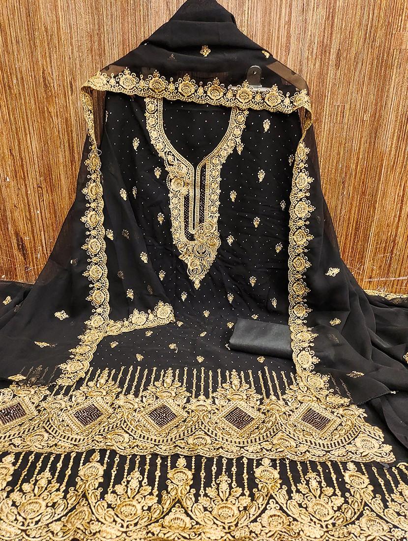 women solid with work embroidered unstitched suit set - 21986684 -  Standard Image - 1