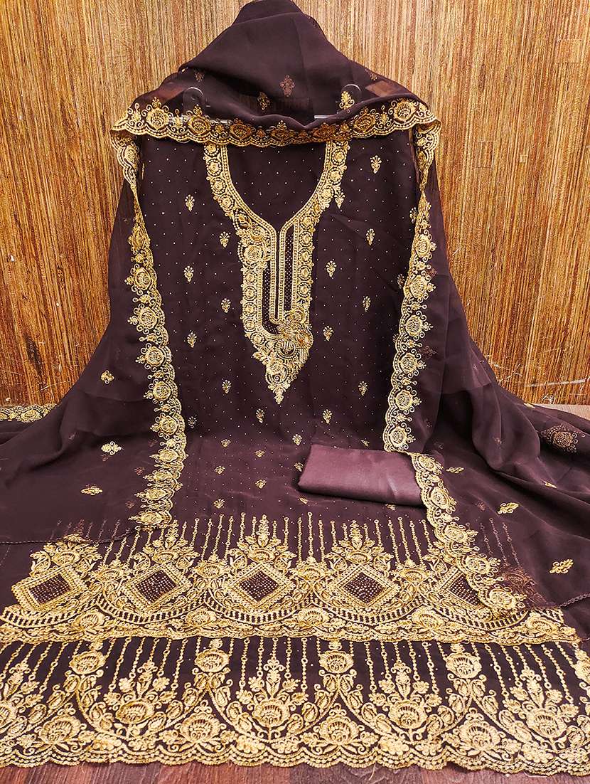 women solid with work embroidered unstitched suit set - 21986685 -  Standard Image - 1