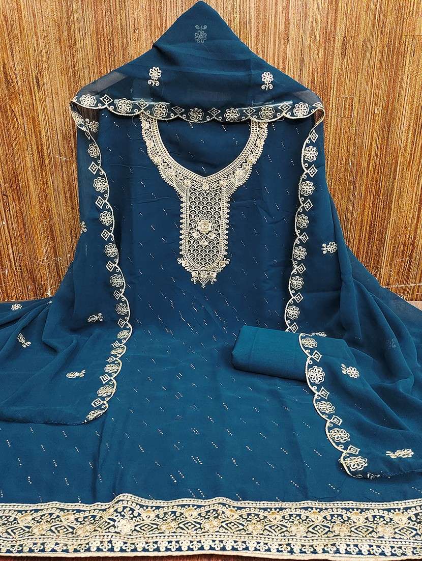 women solid with work embroidered unstitched suit set - 21986692 -  Standard Image - 1