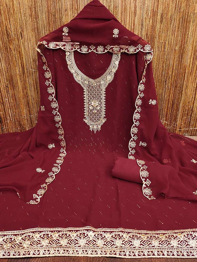 women solid with work embroidered unstitched suit set - 21986694 -  Standard Image - 1