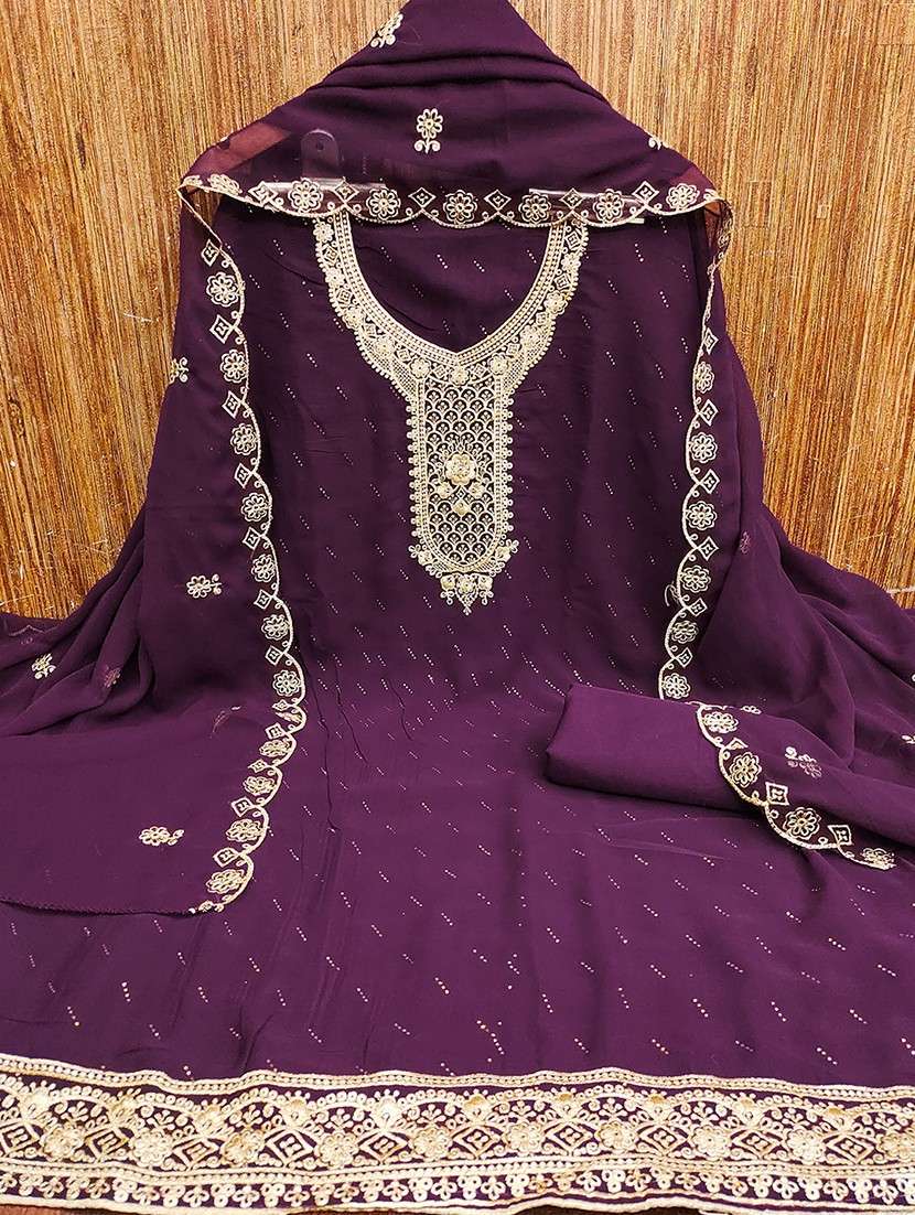 women solid with work embroidered unstitched suit set - 21986695 -  Standard Image - 1