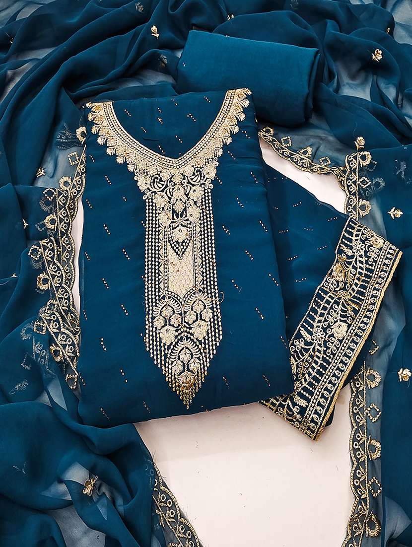 women solid with work embroidered unstitched suit set - 21986696 -  Standard Image - 1