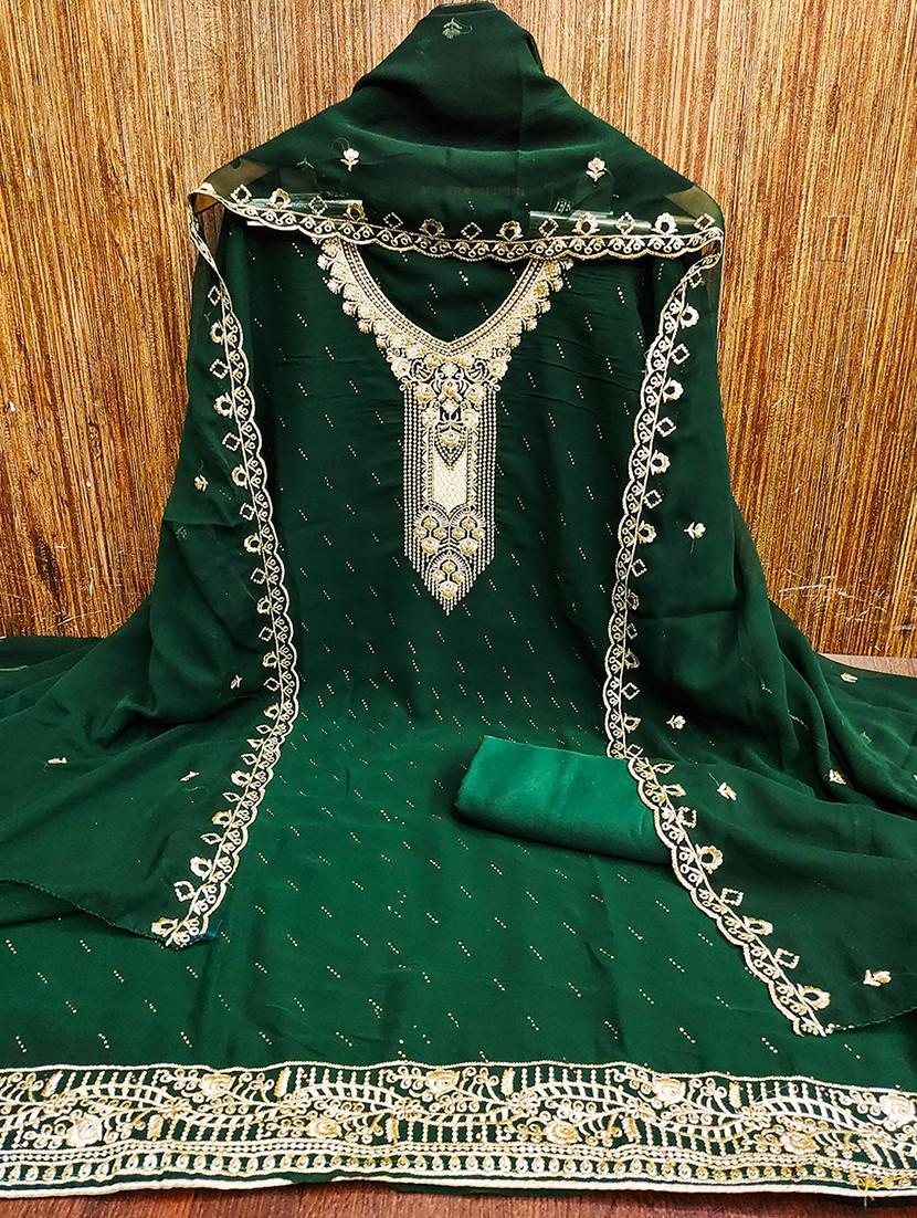women solid with work embroidered unstitched suit set - 21986697 - Standard Image - 1