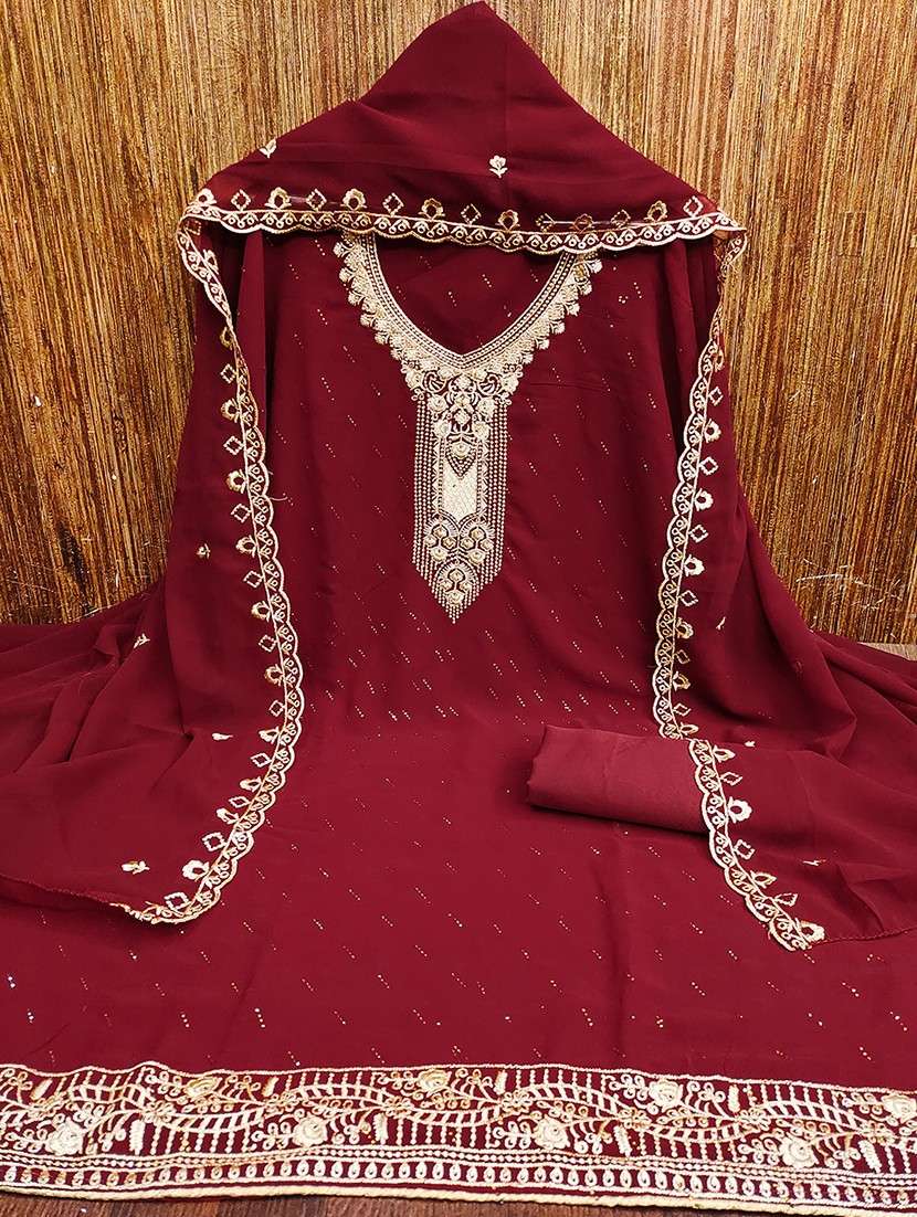 women solid with work embroidered unstitched suit set - 21986698 -  Standard Image - 1