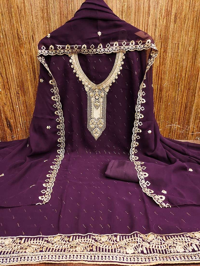 women solid with work embroidered unstitched suit set - 21986699 -  Standard Image - 1