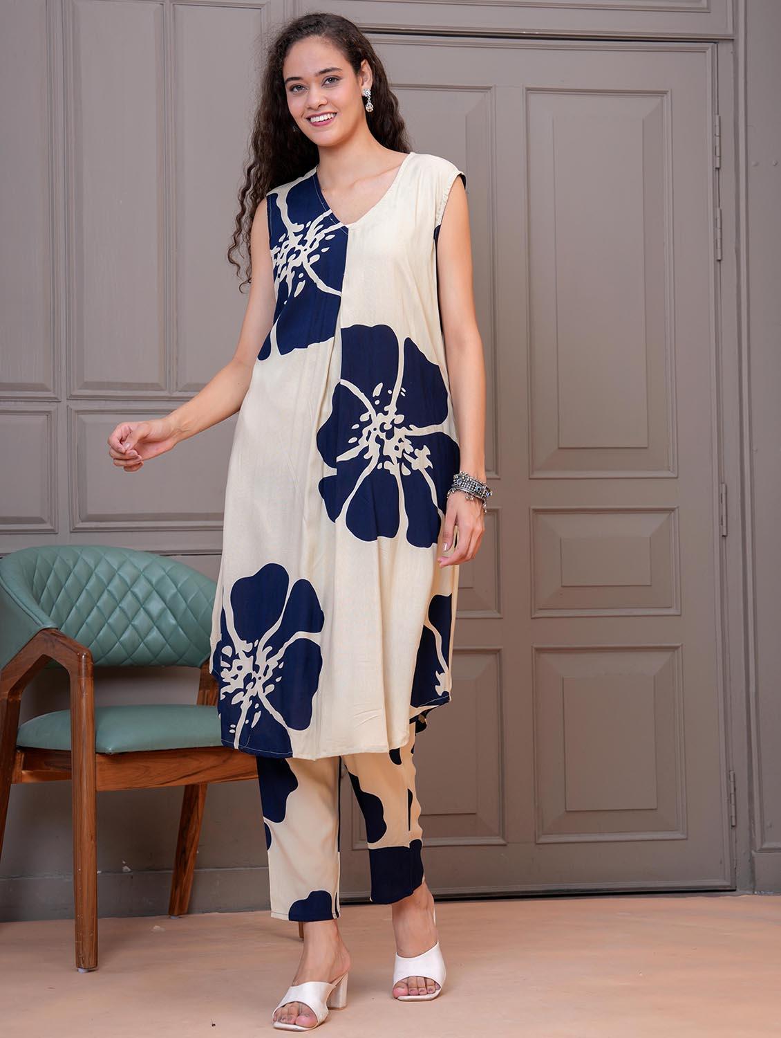 women bandhani print sleeveless kurta and pant set - 21986711 - Standard Image - 1