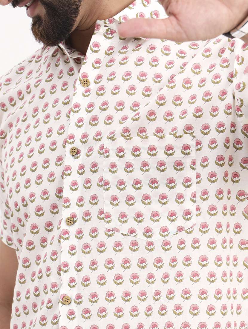 men printed short sleeve regular fit casual shirt - 21986724 - Standard Image - 4