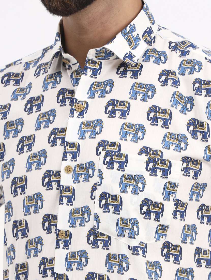 men printed short sleeve regular fit casual shirt - 21986725 - Standard Image - 4